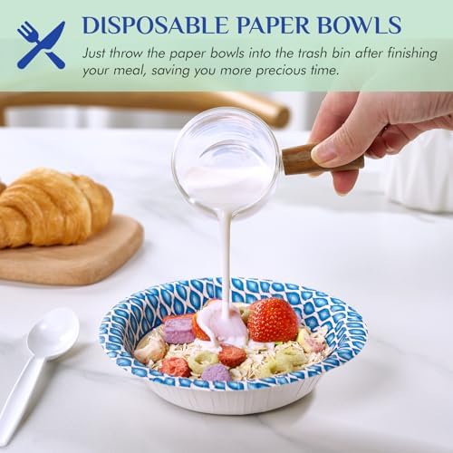 MUCHII 10 oz Paper Bowls, 300 Count Printed Disposable Small Bowls Bulk
