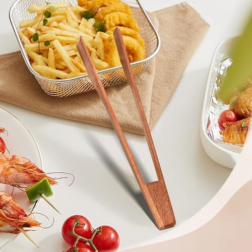 AIUHI Natural Teak Wooden Tongs for Cooking 12.2 * 2.4in