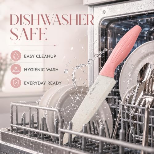 Knife Set with Built-in Sharpener Block, Dishwasher Safe