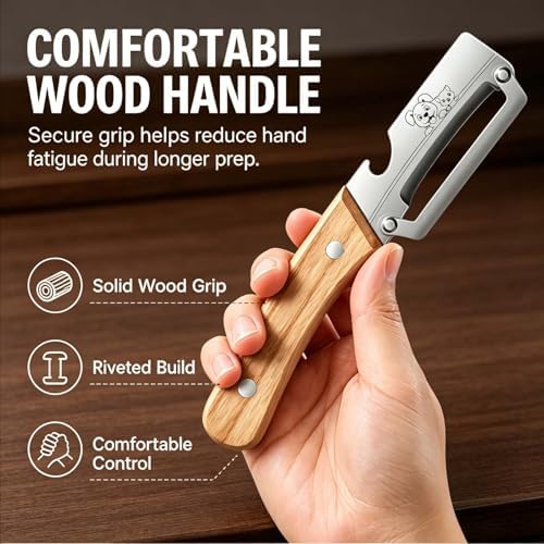 Vegetable Peeler,Stainless Blade,Wooden Handle,Veggie Potato Apple