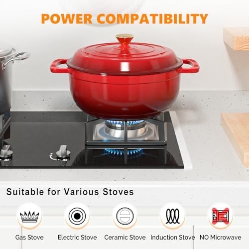 Bonnlo 7.5QT Round Dutch Oven, Enameled Cast Iron Dutch Oven Pot with Lid & Dual Handles, Oven Safe Up to 500° F, for Sourdough, Bread Baking, Stews and Roasting (Red)