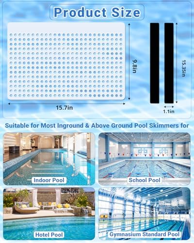 Magnetic Pool Skimmer Guard Kit 15.7"×9.8", Rustproof Pool Skimmer Leaf Guard Net with Rope & Telescopic Rod, Pool Skimmer Screen Saver,Debris, Hair & Leaves Catcher for Inground & Above Ground Pools