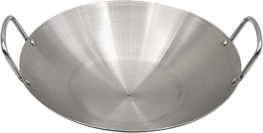 Stainless Steel Wok 10 Inch/ 26cm, Round Bottom Dual- Handled Heavy Wok, Traditional Canton Style Frying Pan Multi- Cooking Wok Stir Fry Pan for Kitchen Restaurant Home (Small)