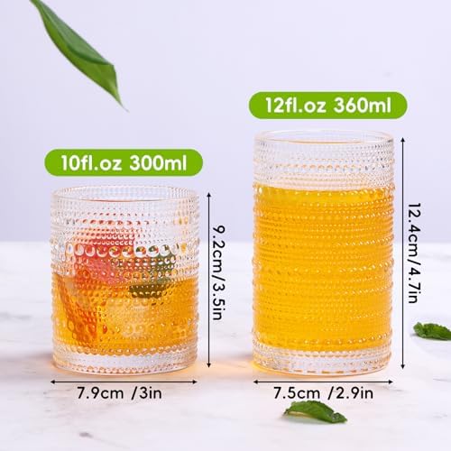 Moretoes Hobnail Drinking Glasses Set of 12 Vintage Water Glass Cups