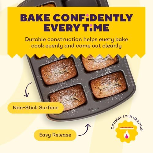 Wilton Gold Non-Stick Mini Loaf Pan, Made Without PFAS, 8-Cavity