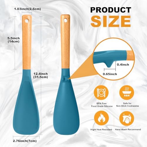 2 Pack Silicone Cooking Spoon for Nonstick Cookware, Silicone Spatula Spoon