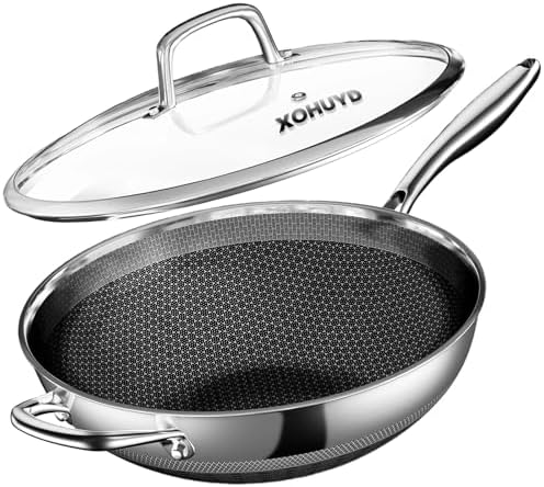 Wok Pan, 13-Inch Stainless Steel Woks & Stir-Fry Pans Nonstick with Lid