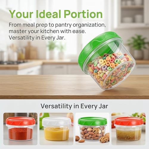 EONJOE 4oz Airtight Plastic Food Storage Containers with Lids, 6pcs