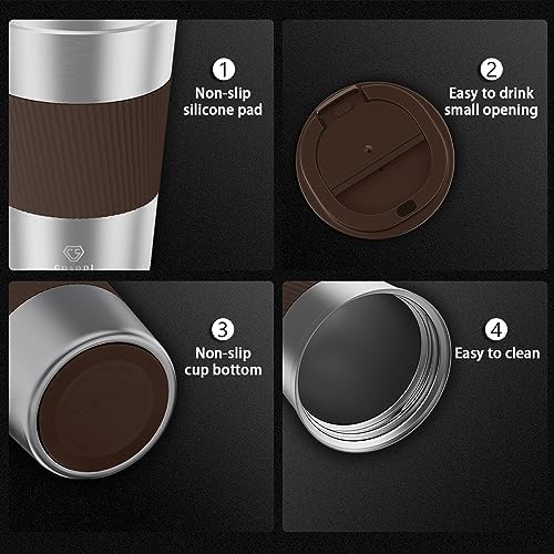 CS COSDDI 12 oz Coffee mug - Stainless Steel Coffee Cup with Leakproof Lid
