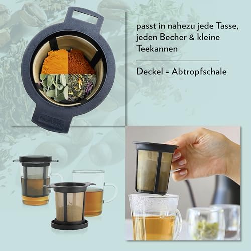 Finum Reusable Stainless Steel Coffee and Tea Infusing Mesh Brewing Basket, Medium, Black