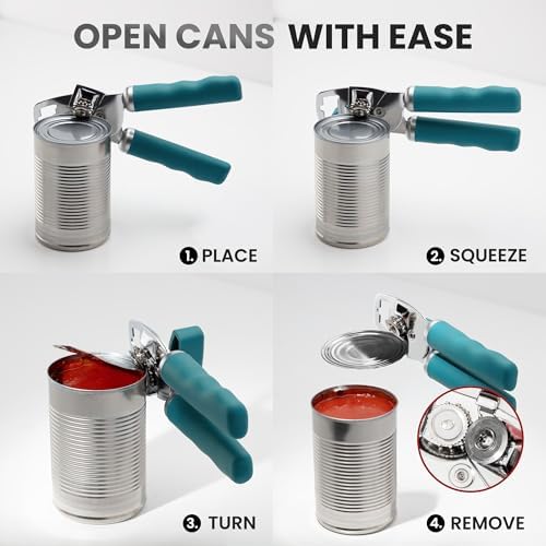 Zulay Kitchen Manual Can Opener Heavy Duty Patented Stainless Steel, Jade