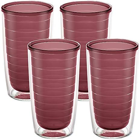 Tervis Clear & Colorful Tabletop Made in USA Double Walled Insulated Tumbler Travel Cup Keeps Drinks Cold & Hot, 16oz - 4pk, Elderberry Wild