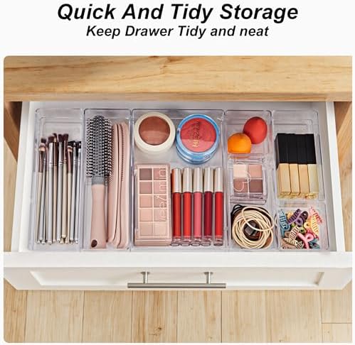 SMARTAKE 25 PCS Drawer Organizer, 4-Size Desk Drawer Organizer Trays