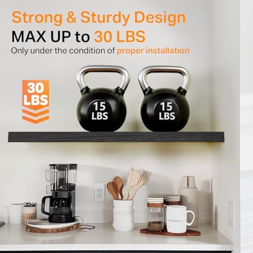 BAYKA Black Floating Shelves 35.4in, Set of 3, Wall Mounted for Wall Decor