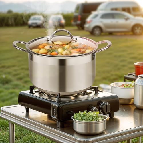 Kirecoo 12 Quart Stainless Steel Heavy Duty Stock Pot with Visible Lid