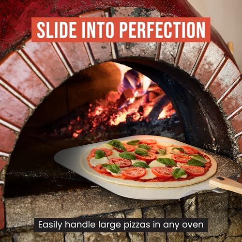 Chef Pomodoro Aluminum Metal Pizza Peel 18 Inch, Foldable Wood Handle