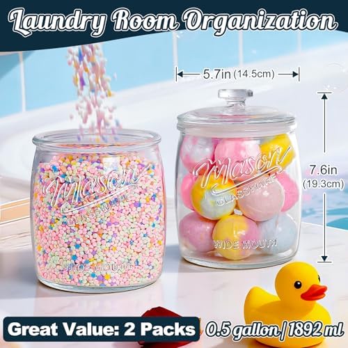 Cookie Jar with Airtight Lids, Half Gallon Wide Mouth Mason Jar