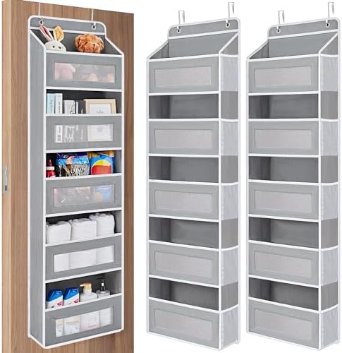 JARLINK Over the Door Organizer for Pantry, Bathroom, 5 Shelf Grey, 2 Pack