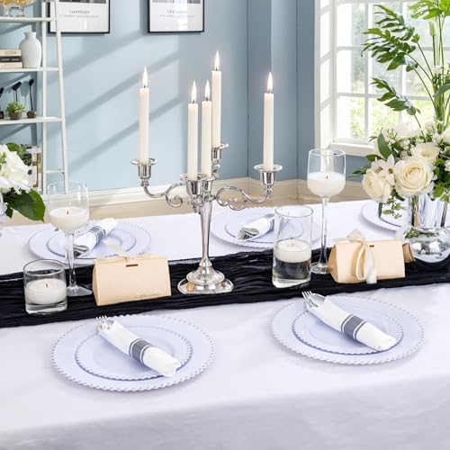 Supernal 100 Pack Pre Rolled Silver Plastic Silverware with Napkins