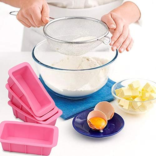BAKER DEPOT Silicone Mini Bread Loaf Pans for Baking Nonstick Small Toast Cake Bakeware 6.5 inch Rectangle Mould DIY Handmade Soap Set of 4
