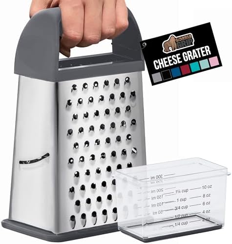GORILLA GRIP® XL 4-Sided Stainless Steel BPA-Free Cheese Grater, Gray
