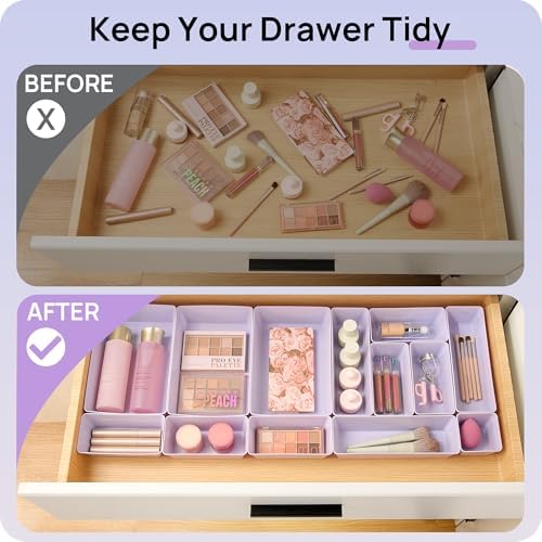 Vtopmart 25 Pack Plastic Drawer Organizers with Anti-slip Rubber Pads