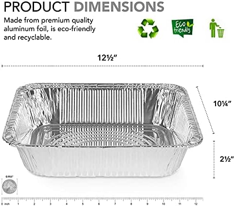 Stock Your Home Aluminum Pans 9x13 Disposable Foil Pans (30 Pack) - Half Size Steam Table Deep Trays - Tin Foil Pans Great for Cooking, Heating, Storing, Prepping Food