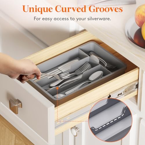 Lifewit Silverware Drawer Organizer Tray, Cutlery Storage for Kitchen