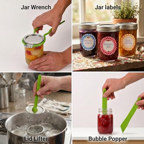 Cooking Utensils Canning Supplies Starter Kit - Beginner's Set with Canning Tools, Tongs, Jar Lifter, Funnel, Labels, Stainless Steel Water Bath Canning Pot Accessories, Pressure Canning Essentials