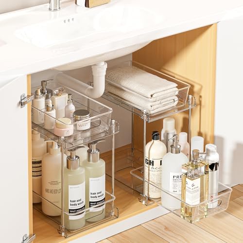 Vtopmart 2 Pack Taller Pull Out Bathroom Under Sink Organizer (S-Higher)