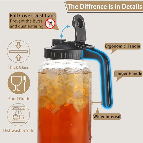 32oz (1 quart) Glass Pitcher with Lid, Mason Jar Pitcher, Glass Container