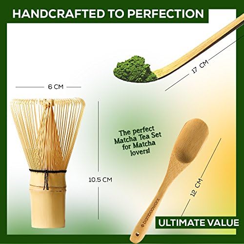 Matcha Whisk Set - (Chasen), Traditional Scoop (Chashaku), Tea Spoon