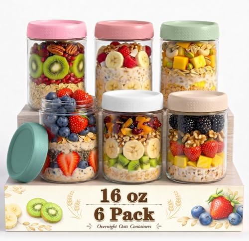 Mason Jars 16 oz with Lids, Glass Jars with Airtight Lid, Wide Mouth Jar