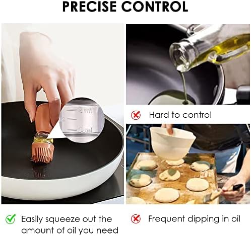 Oil Dispenser with Brush - Glass Olive Oil Dispenser for Cooking, 2 IN 1 Oil Dispensing Bottle for Kitchen with Silicone Basting Brush for Vinegar Sauce BBQ Grill Frying, T-OB21, Blue