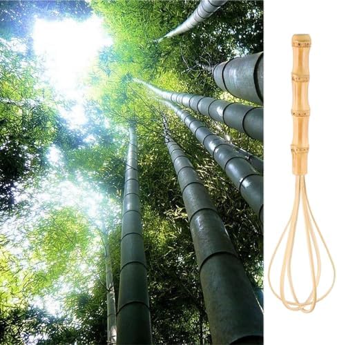 Handmade Bamboo Whisk, 10 Inch Uncoated Wooden Whisk for Cooking