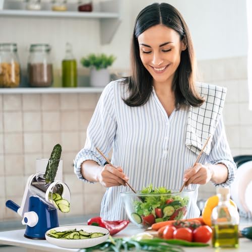 X Home 3‑Blade Rotary Cheese Grater for Kitchen, Dark Blue
