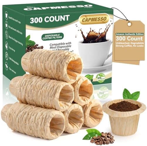 CAPMESSO Disposable Coffee Paper Filters for Keurig Reusable K Cup, 300ct