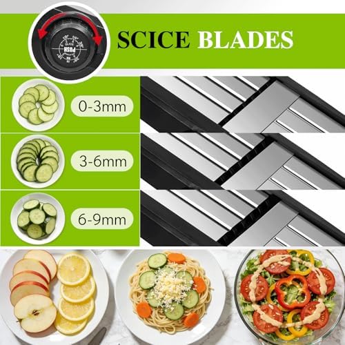 MASTERTOP Mandoline Slicer, 5 in 1 Mandoline Food Slicer, Dishwasher Safe