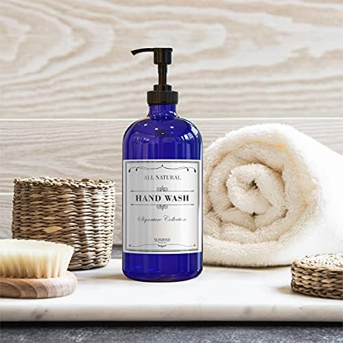 Sunrise Premium Cobalt Blue Glass Soap Dispenser with Pump, 2 Pack