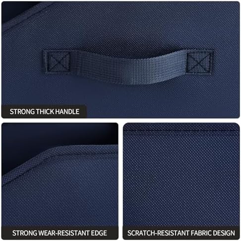 Homsorout Closet Baskets for Shelves Trapezoid - Decorative Storage Baskets with Handle, Closet Bins for Organization, Shelf Storage Bins for Clothes, Books, Home, Office, 3 Pack, Navy Blue