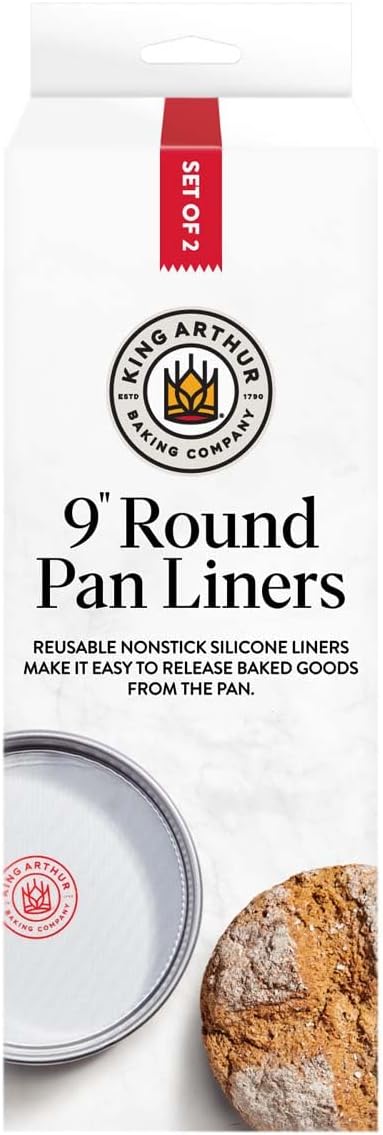 King Arthur Baking Company Round Cake Pan Liners, Oven Safe Reusable Nonstick European-Grade Silicone, 9-Inch, Set Of 2, For Easy Nonstick Cake Release