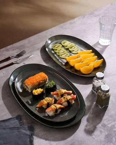 famiware Serving Platters Set of 3 Sizes - Oval, Deep Forest