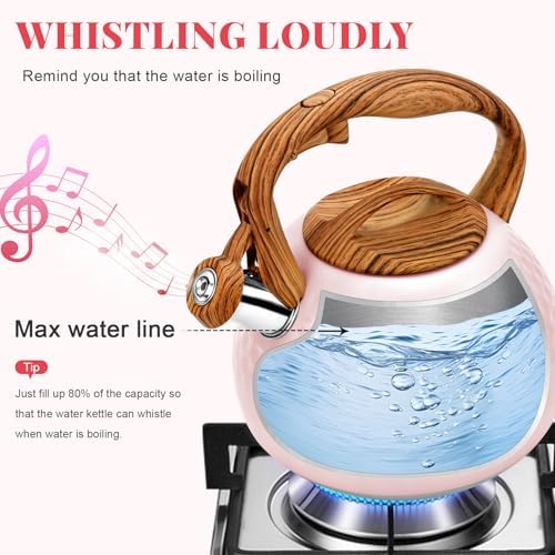GGC Whistling Tea Kettle for Stove Top, 3.2QT/3L Stainless Steel Tea Kettle