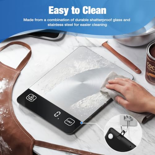 Diyife 33lb Rechargeable Digital Kitchen Scale for Cooking, 9 x 6.3inch