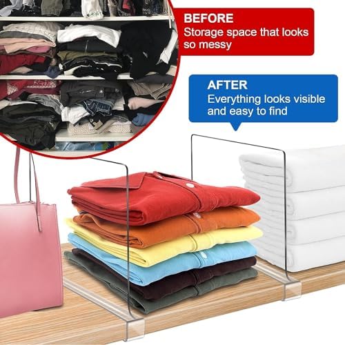 Acrylic Shelf Dividers for Closet Organization 16Pack Closet Shelf Divider Closet Dividers for Shelves Shelf Organizer for Closet Shelf Organizer for Wood Closet Separator Clear