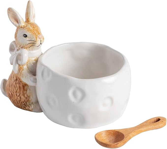 Mud Pie Easter White Bow Bunny Tidbit Bowl
