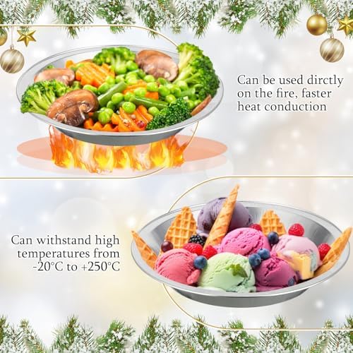 10 Pack 9 Inch Heavy Duty Aluminum Pie Tins with Lid, Silver