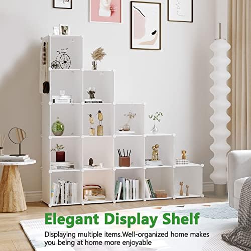 C&AHOME 16 Cube Storage Organizer Cube Shelves Units Storage Cubes, Milky