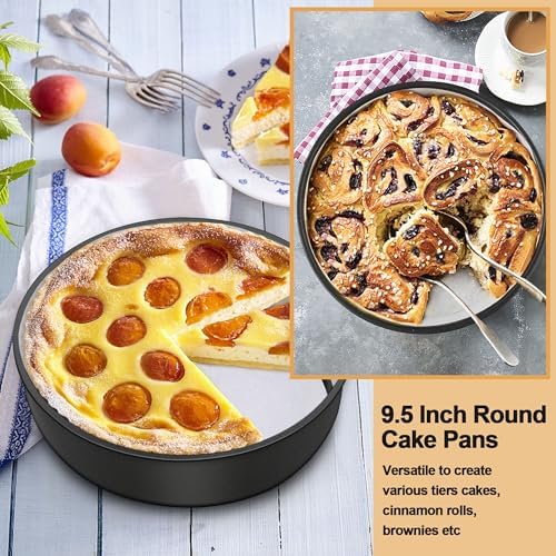 E-far 9.5 Inch Cake Pan, 2PCS Nonstick Small Cake Pans with Parchment Paper