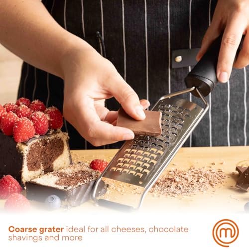 MasterChef Cheese Grater Handheld, Stainless Steel, Non Slip Grip, 12"
